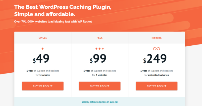 wp rocket pricing